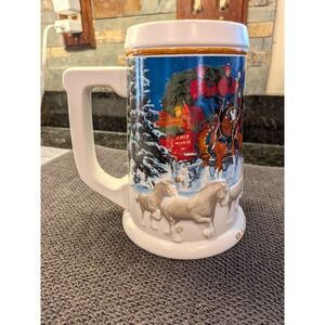 2005 Budweiser Holiday Stein CS628‎ Clydesdales Ceramarte Brazil Christmas Mug